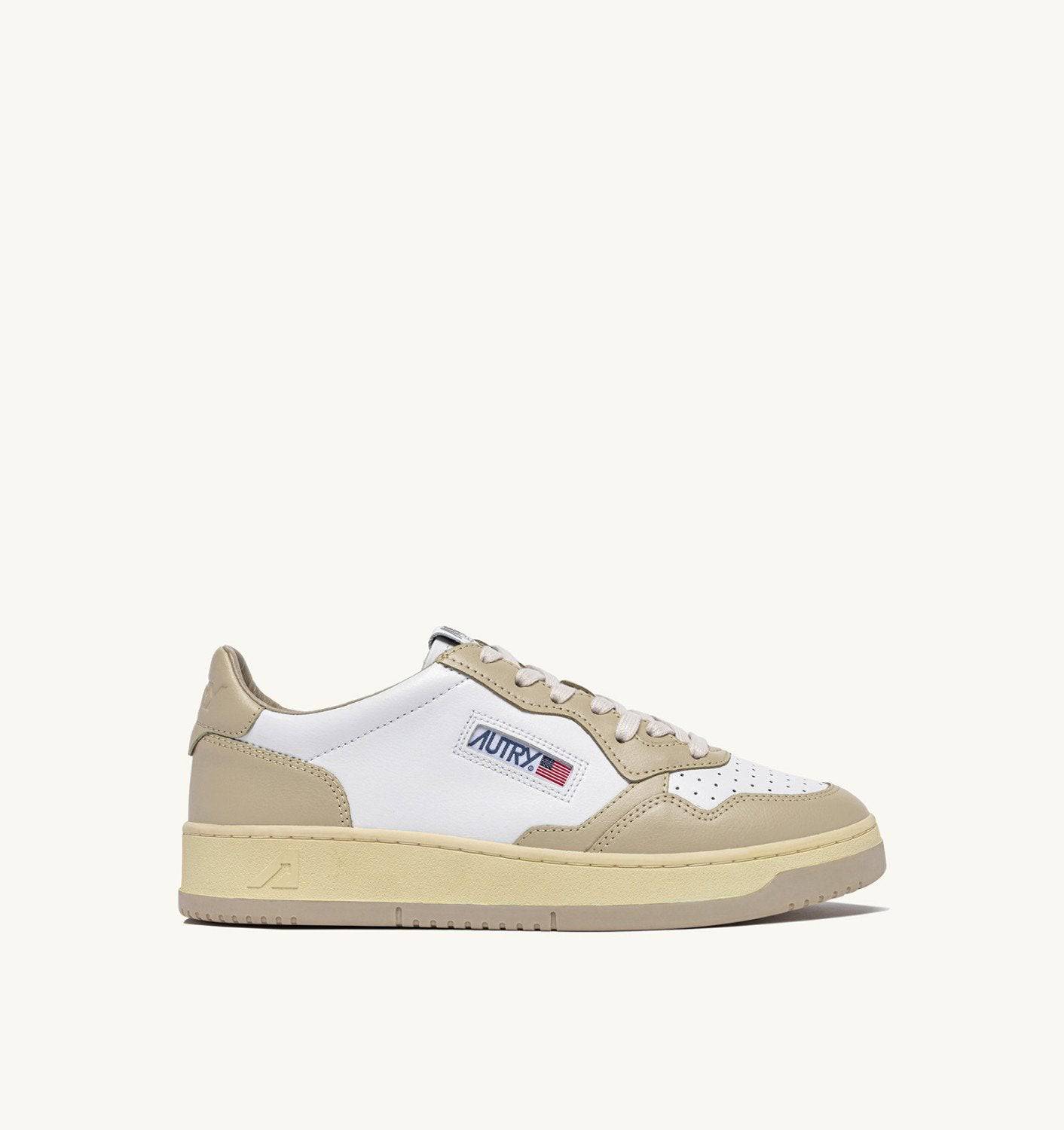 SNEAKERS MEDALIST LOW BICOLOR IN PELLE BIANCA E TIDAL FOAM