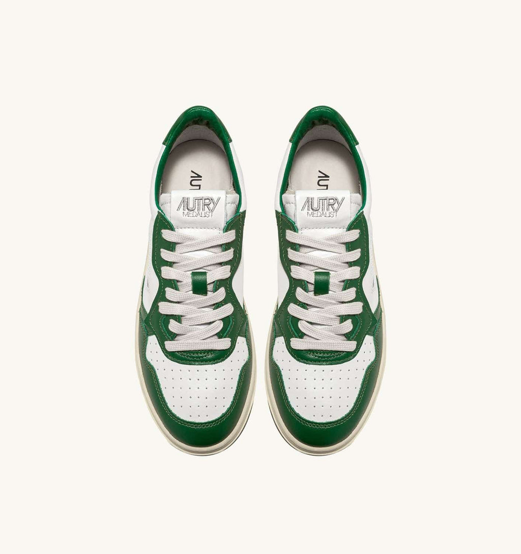 SNEAKERS MEDALIST LOW BICOLOR IN PELLE BIANCA E VERDE