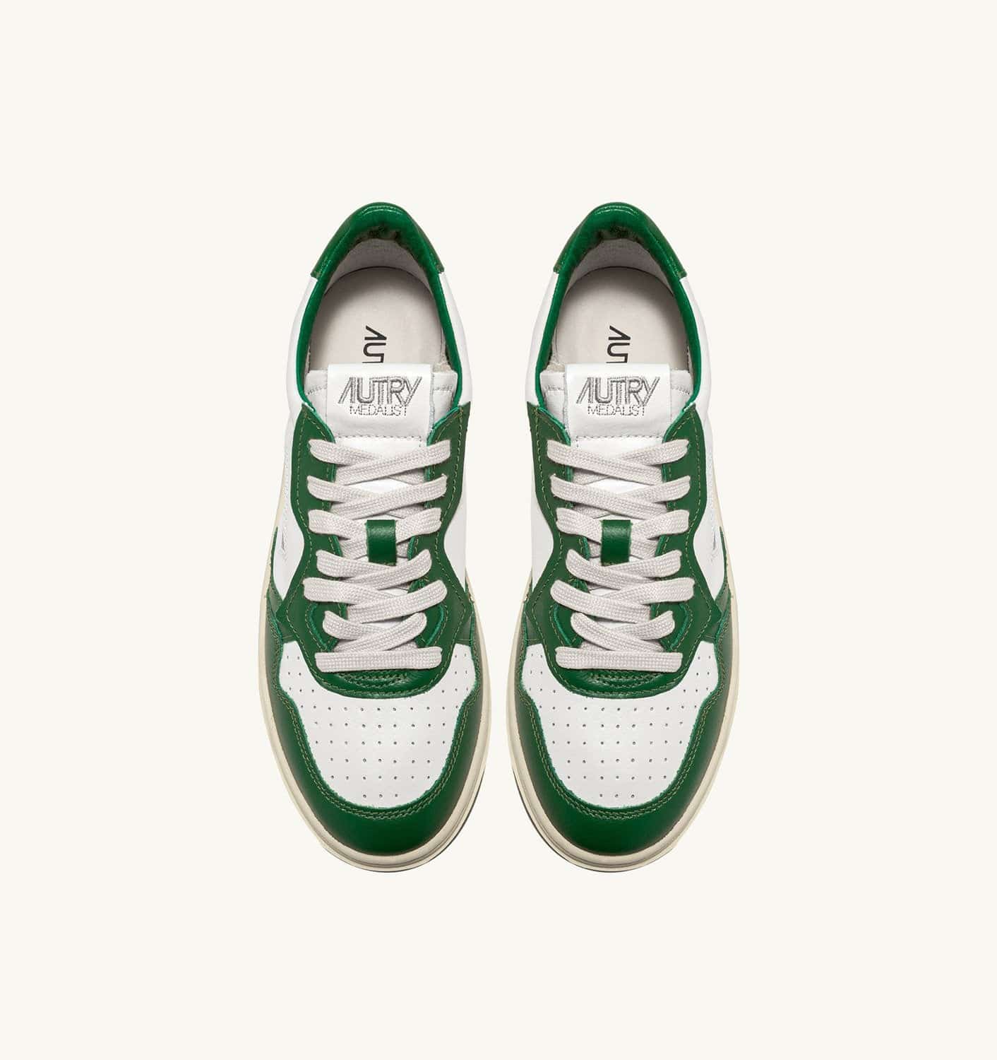 SNEAKERS MEDALIST LOW BICOLOR IN PELLE BIANCA E VERDE