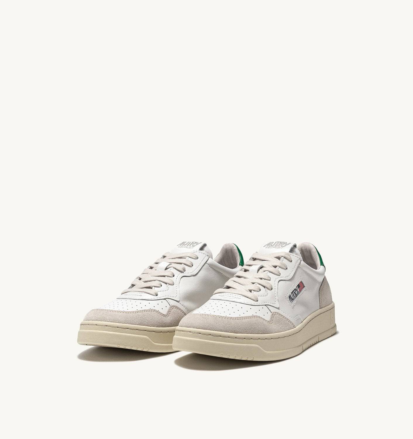 SNEAKERS MEDALIST LOW IN PELLE BIANCA E AMAZON E SUEDE BEIGE