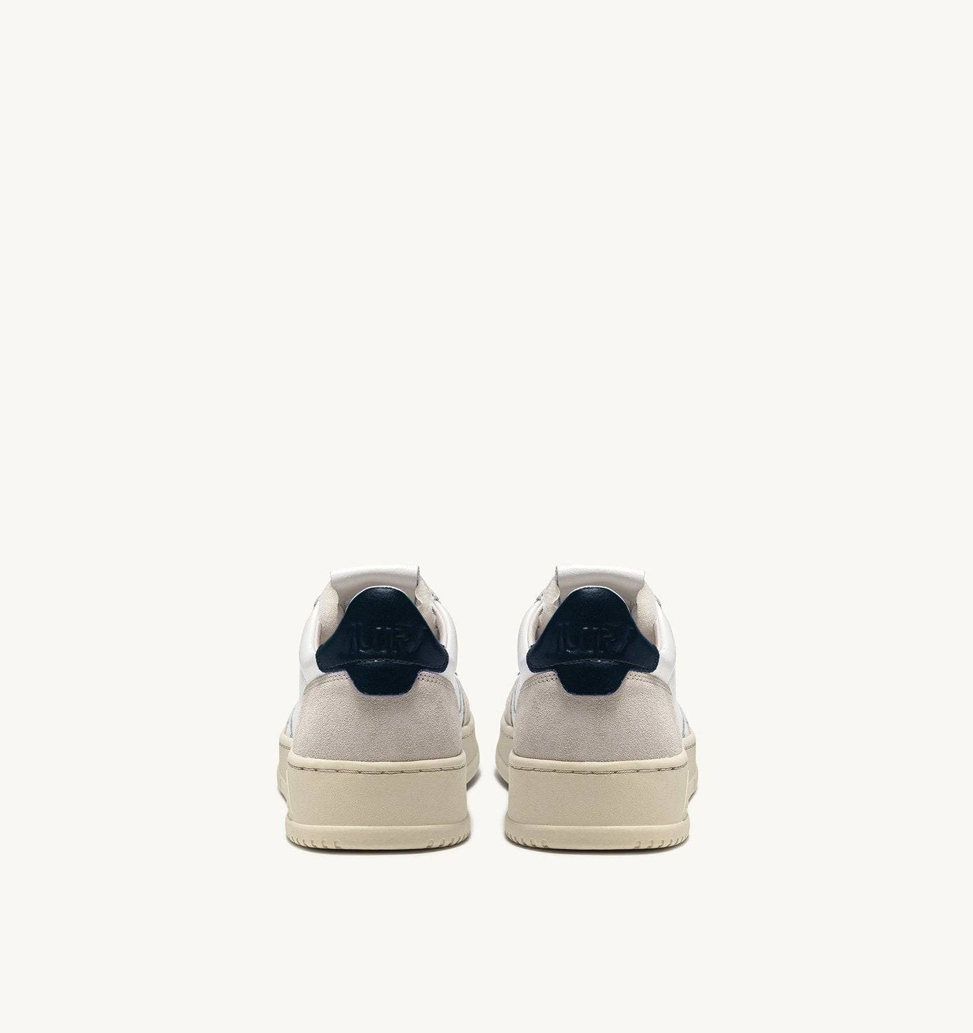 SNEAKERS MEDALIST LOW IN PELLE BIANCA E BLU E SUEDE BEIGE
