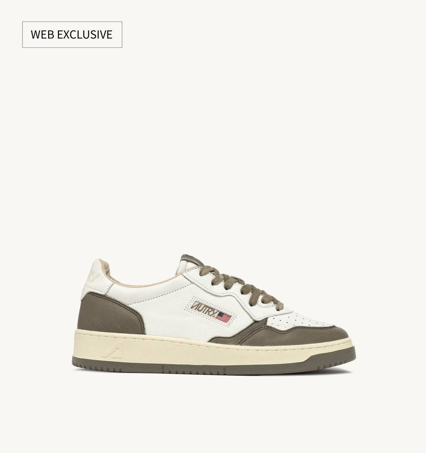 SNEAKERS MEDALIST LOW IN PELLE BIANCA E COVERT GREEN