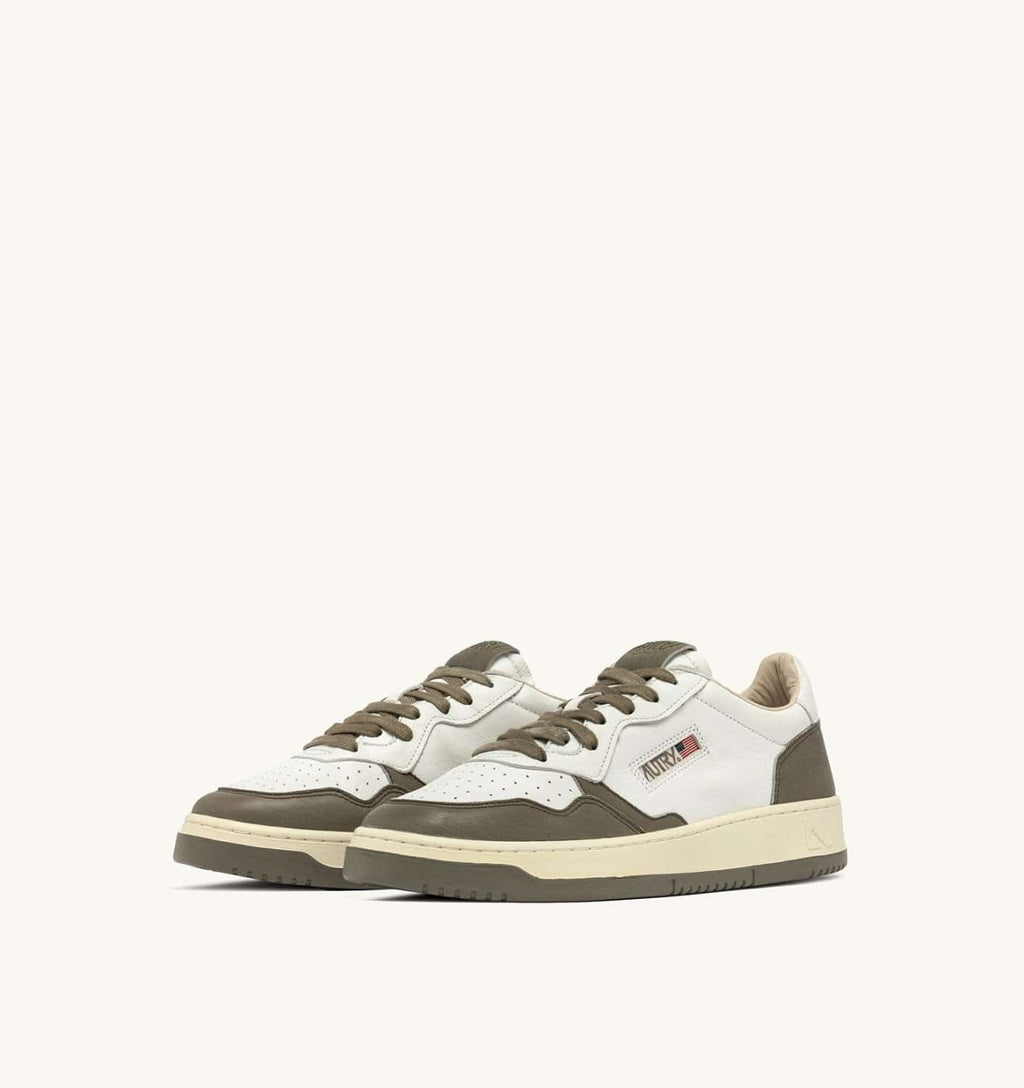SNEAKERS MEDALIST LOW IN PELLE BIANCA E COVERT GREEN