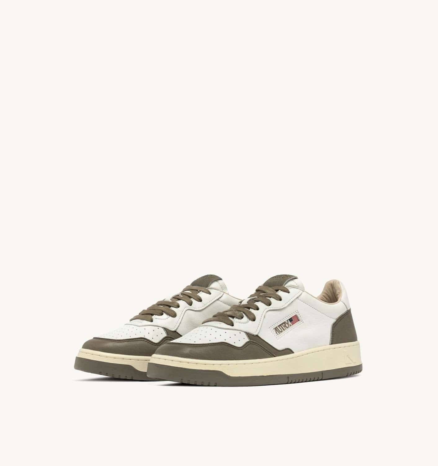 SNEAKERS MEDALIST LOW IN PELLE BIANCA E COVERT GREEN