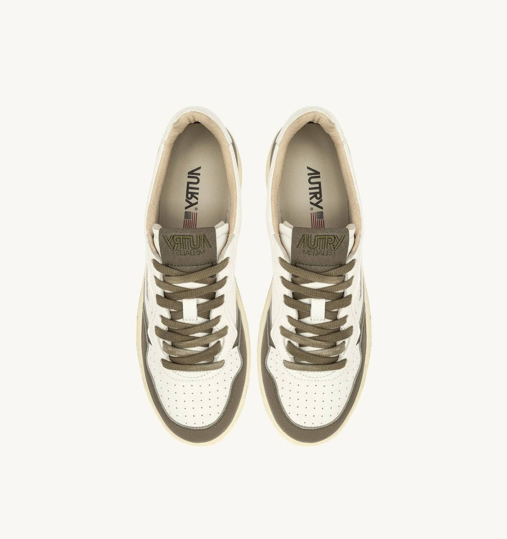 SNEAKERS MEDALIST LOW IN PELLE BIANCA E COVERT GREEN