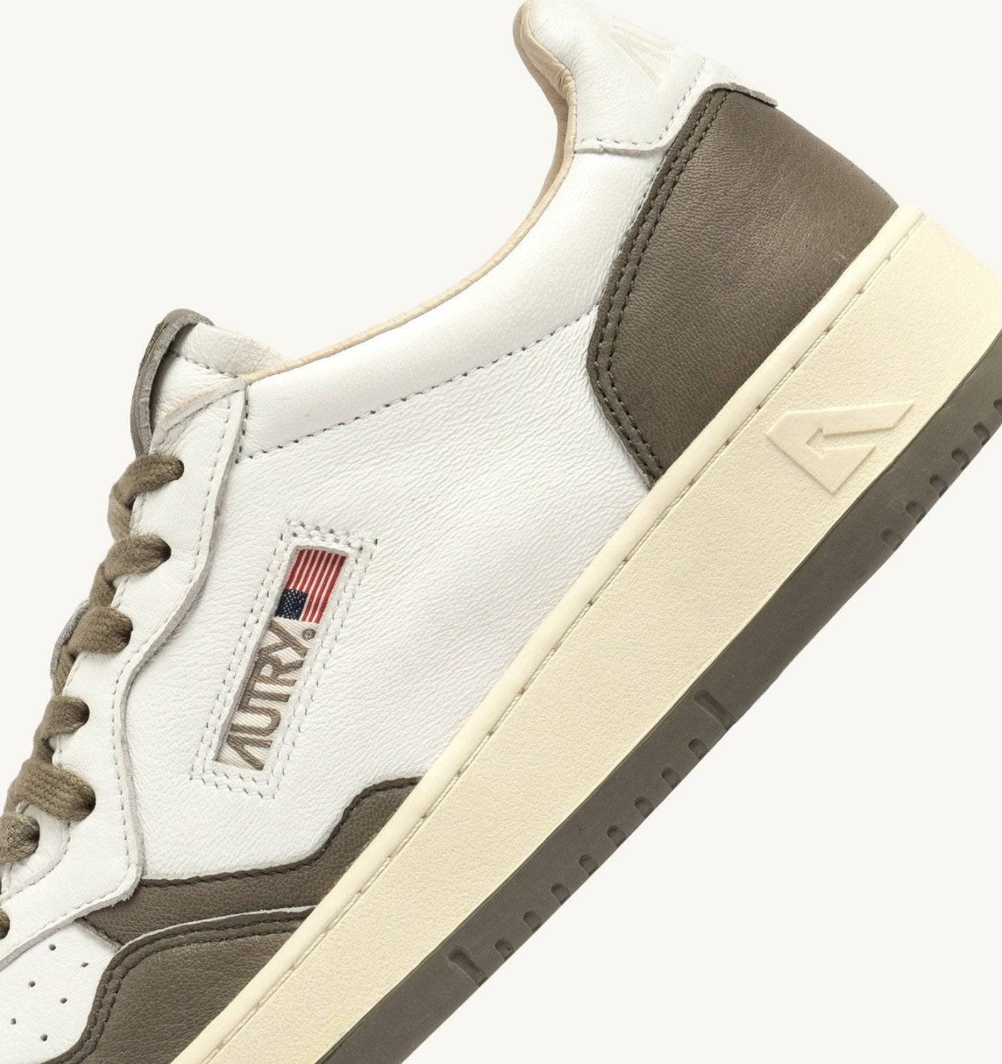 SNEAKERS MEDALIST LOW IN PELLE BIANCA E COVERT GREEN