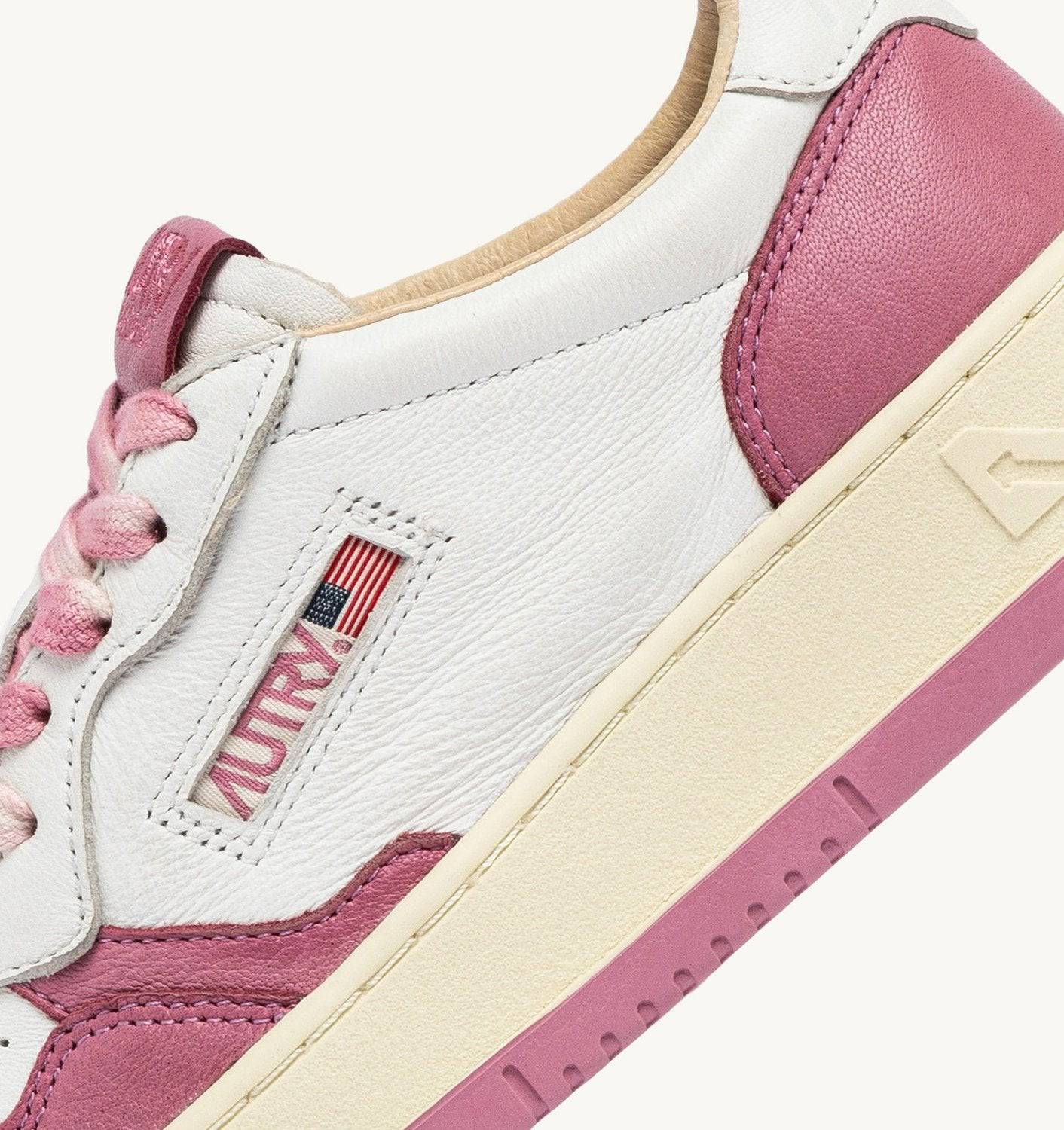 SNEAKERS MEDALIST LOW IN PELLE BIANCA E FOXGLOVE