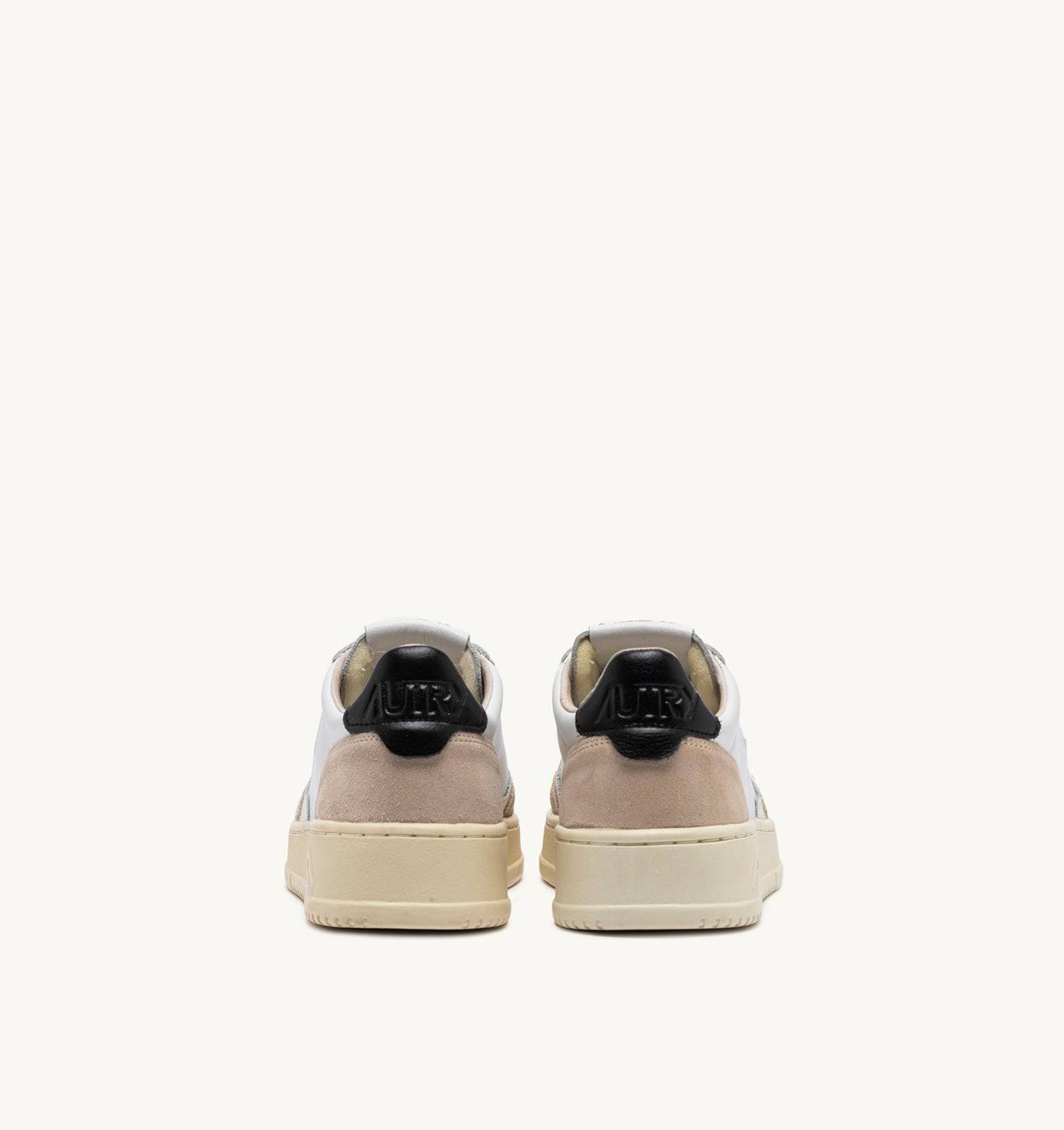 SNEAKERS MEDALIST LOW IN PELLE BIANCA E NERA E SUEDE BEIGE