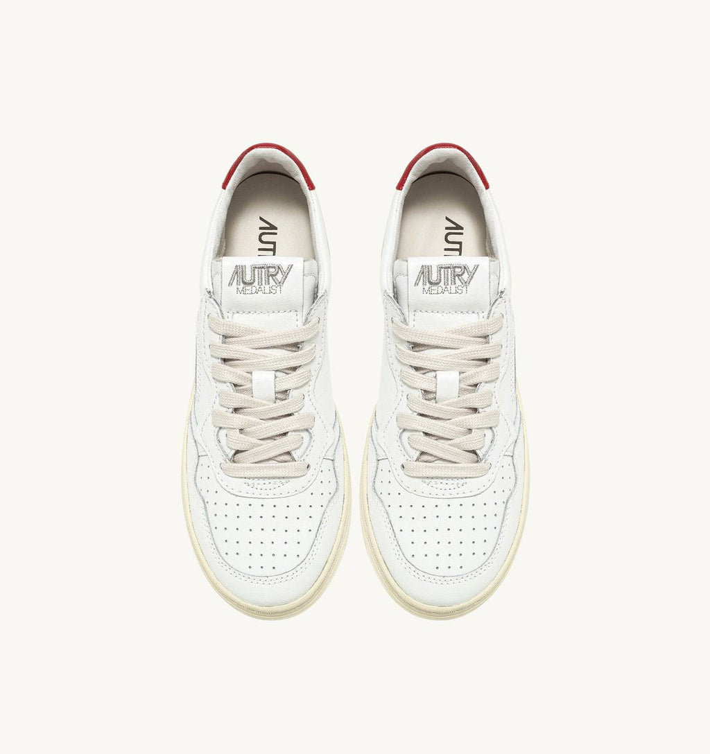 SNEAKERS MEDALIST LOW IN PELLE BIANCA E ROSSA