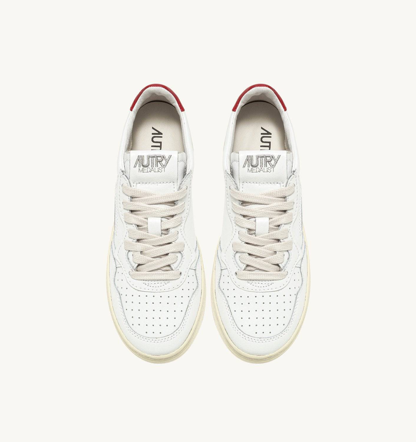 SNEAKERS MEDALIST LOW IN PELLE BIANCA E ROSSA