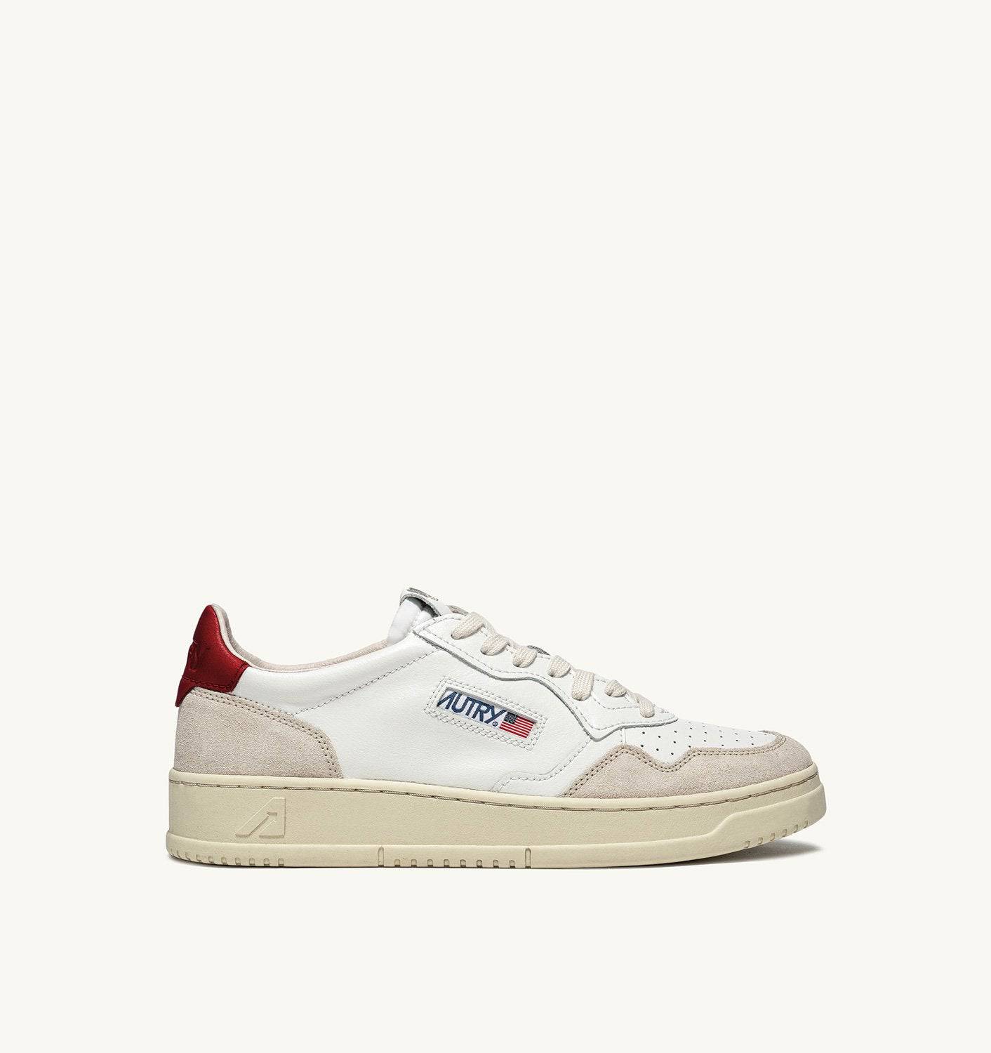 SNEAKERS MEDALIST LOW IN PELLE BIANCA E ROSSA E SUEDE BEIGE