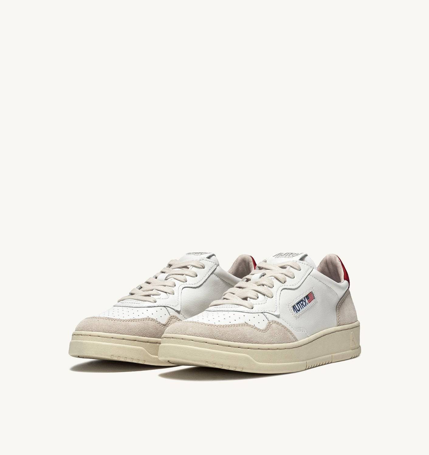 SNEAKERS MEDALIST LOW IN PELLE BIANCA E ROSSA E SUEDE BEIGE