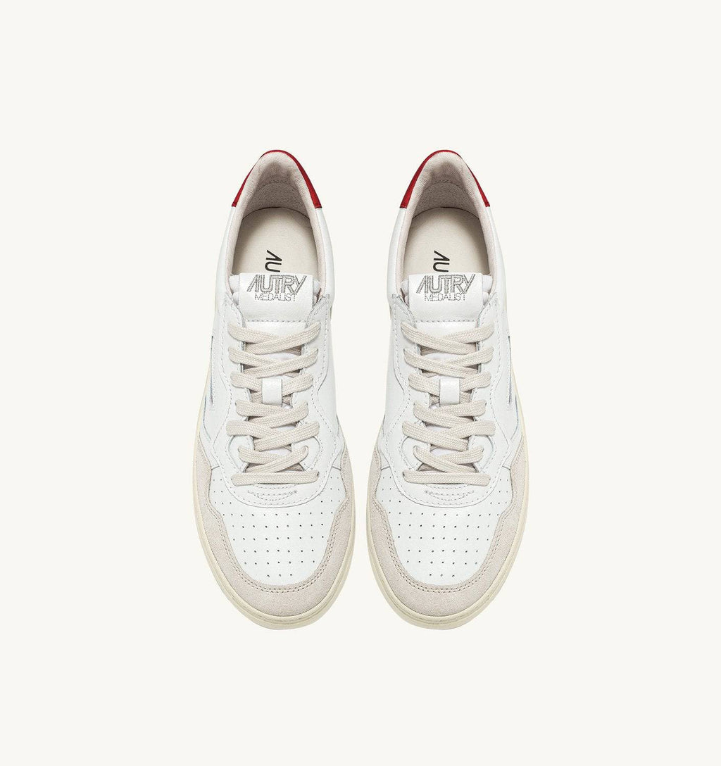SNEAKERS MEDALIST LOW IN PELLE BIANCA E ROSSA E SUEDE BEIGE