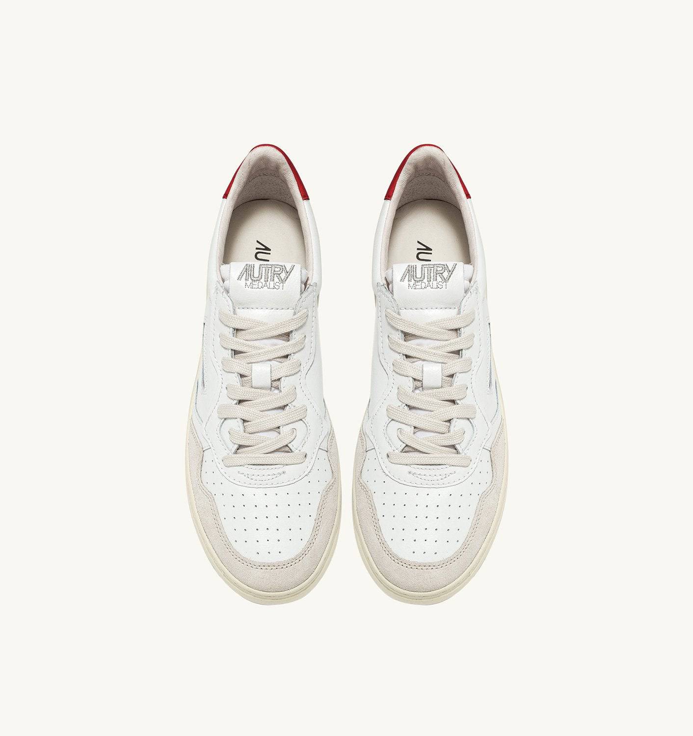SNEAKERS MEDALIST LOW IN PELLE BIANCA E ROSSA E SUEDE BEIGE
