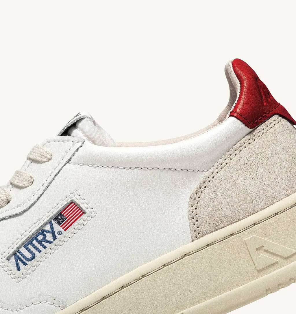 SNEAKERS MEDALIST LOW IN PELLE BIANCA E ROSSA E SUEDE BEIGE