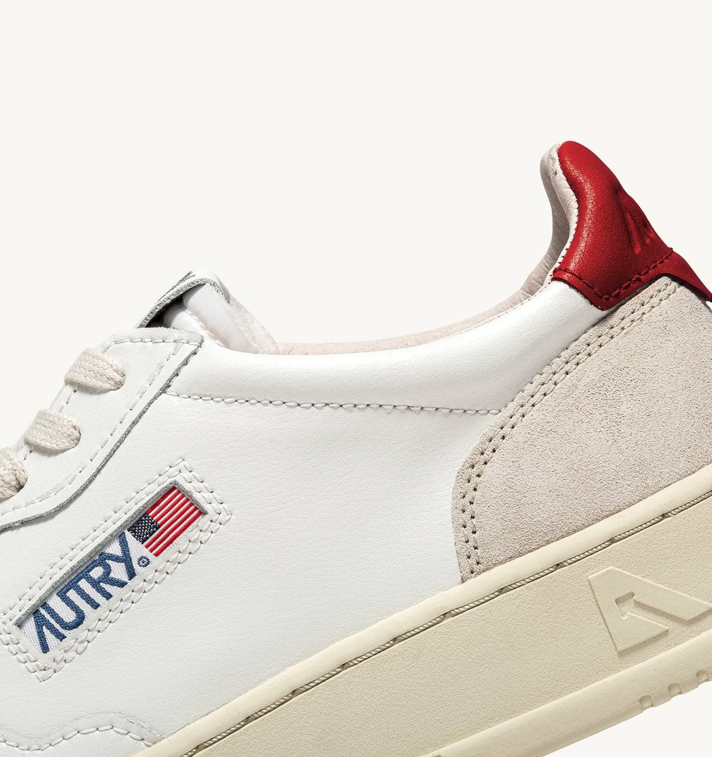 SNEAKERS MEDALIST LOW IN PELLE BIANCA E ROSSA E SUEDE BEIGE