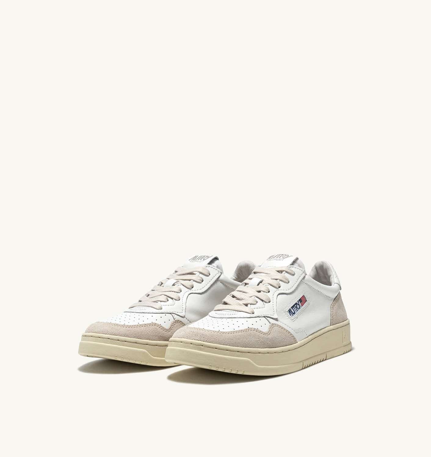 SNEAKERS MEDALIST LOW IN PELLE BIANCA E SUEDE BEIGE