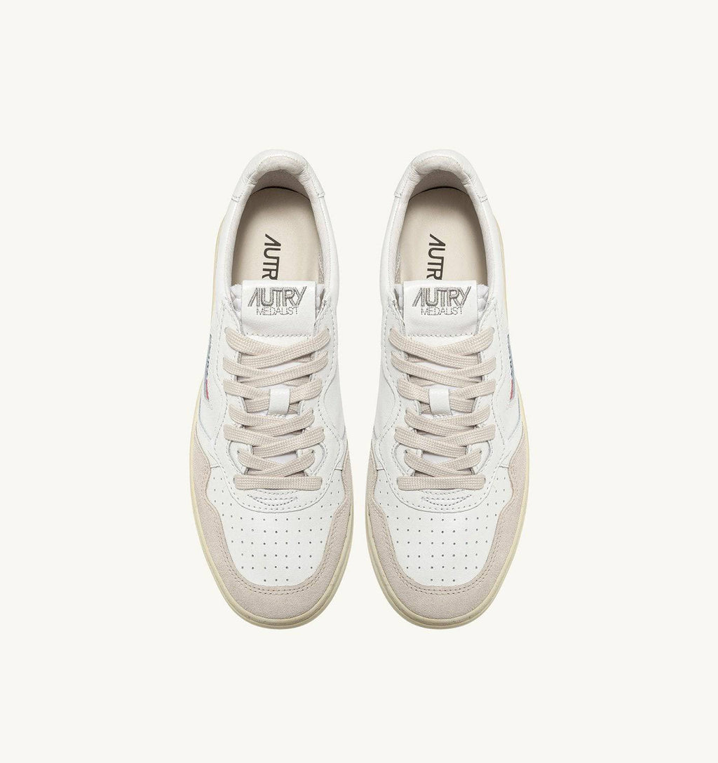 SNEAKERS MEDALIST LOW IN PELLE BIANCA E SUEDE BEIGE