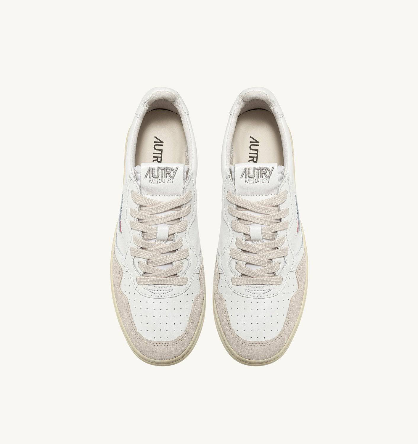 SNEAKERS MEDALIST LOW IN PELLE BIANCA E SUEDE BEIGE