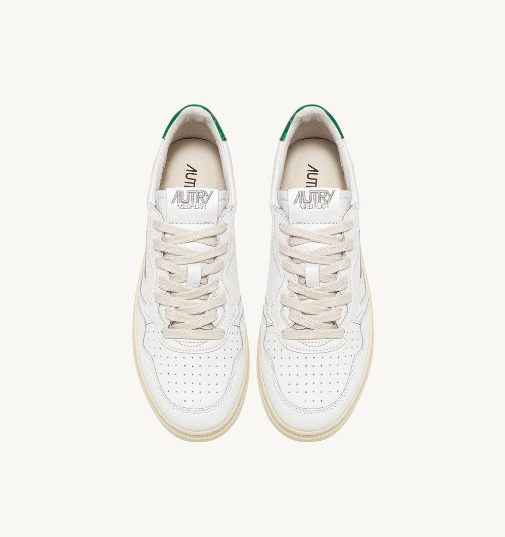 SNEAKERS MEDALIST LOW IN PELLE BIANCA E VERDE