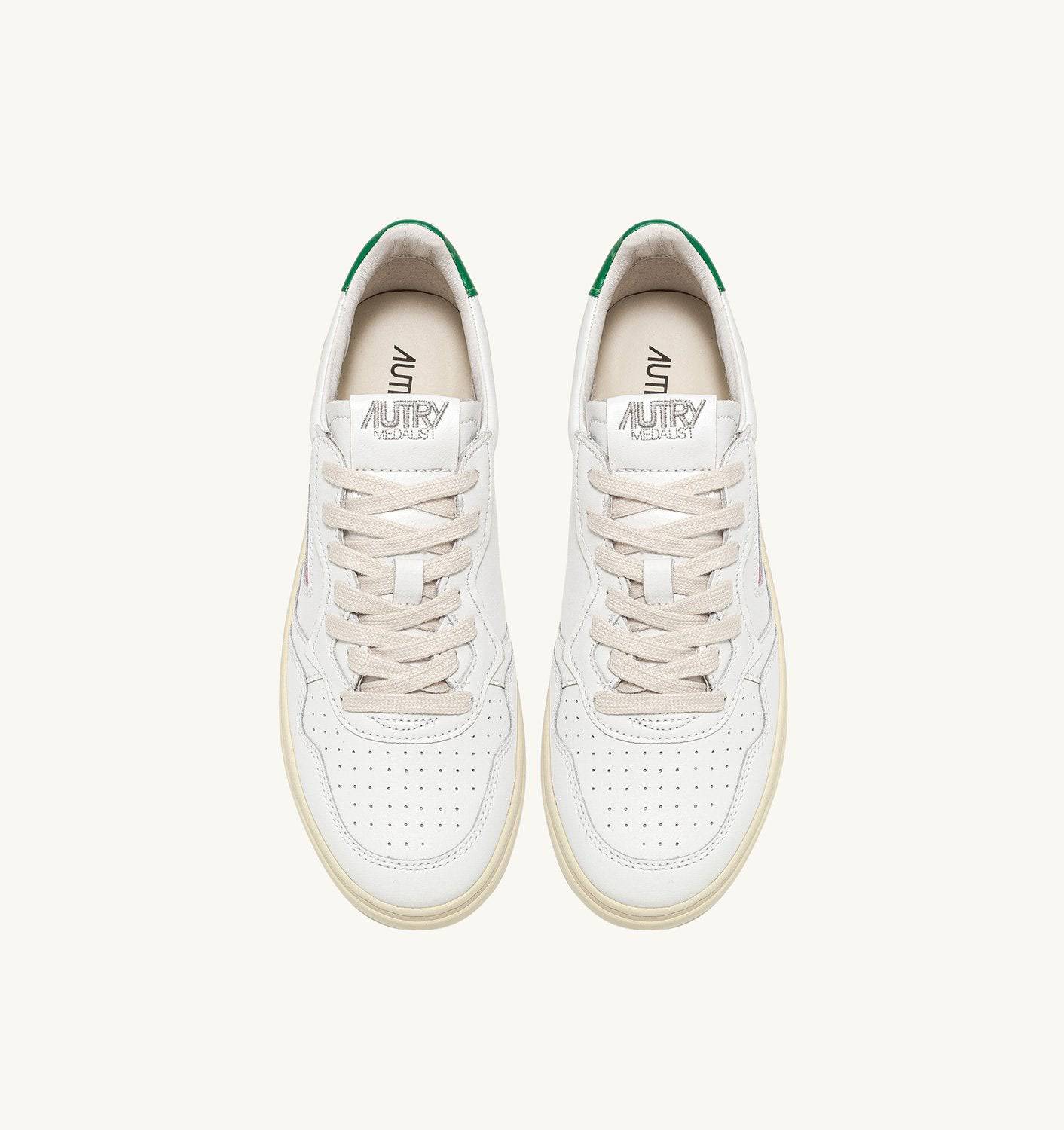 SNEAKERS MEDALIST LOW IN PELLE BIANCA E VERDE