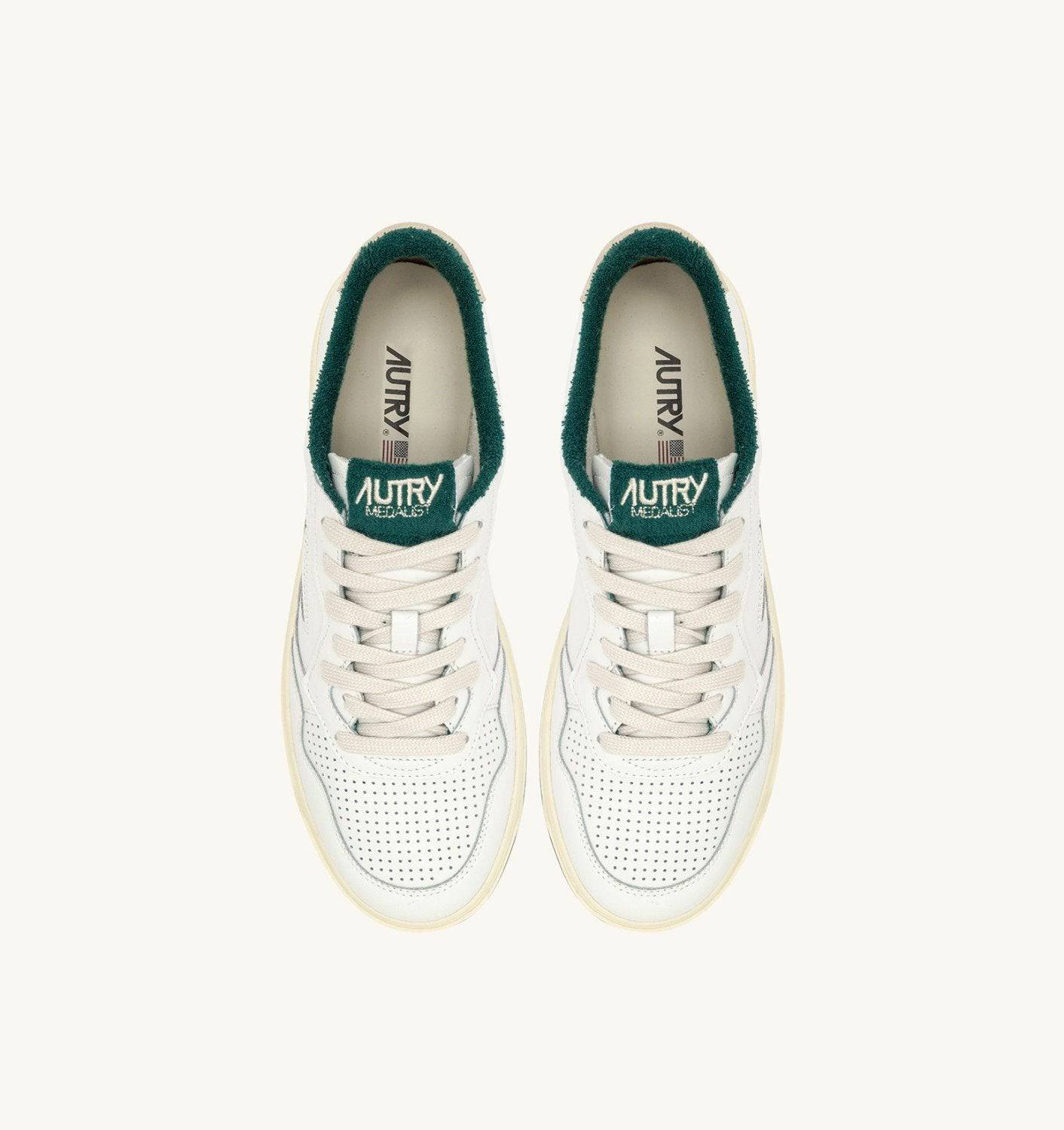 SNEAKERS MEDALIST LOW IN PELLE COLORE BIANCO E FOREST