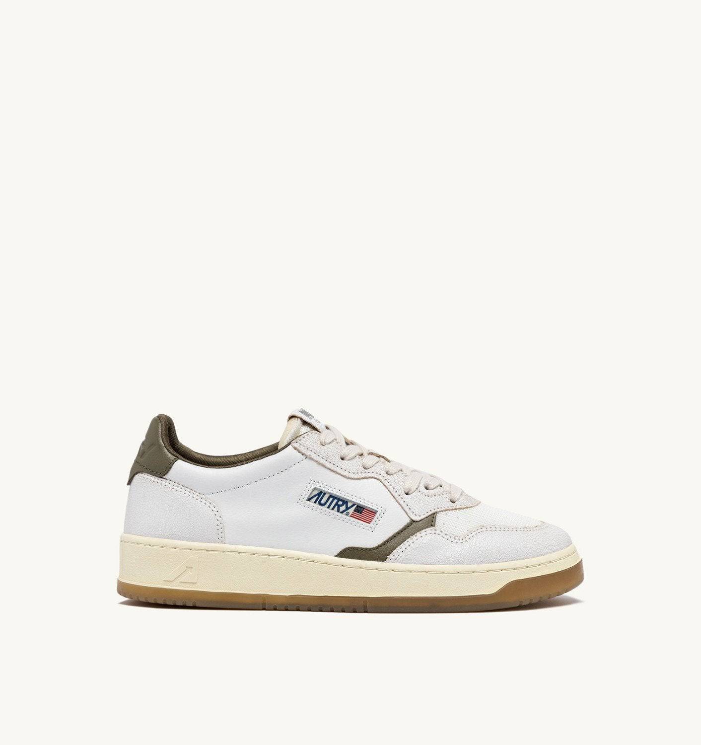 SNEAKERS MEDALIST LOW IN PELLE E MESH COLORE BIANCO E COVERT GREEN