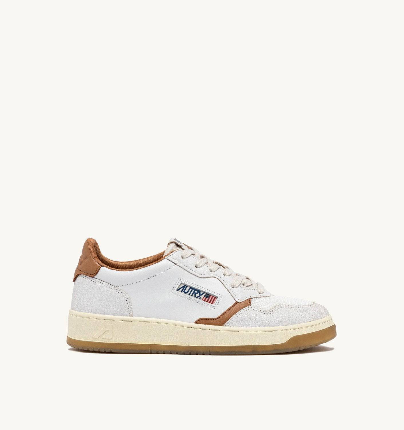 SNEAKERS MEDALIST LOW IN PELLE E MESH COLORE BIANCO E TANZINE