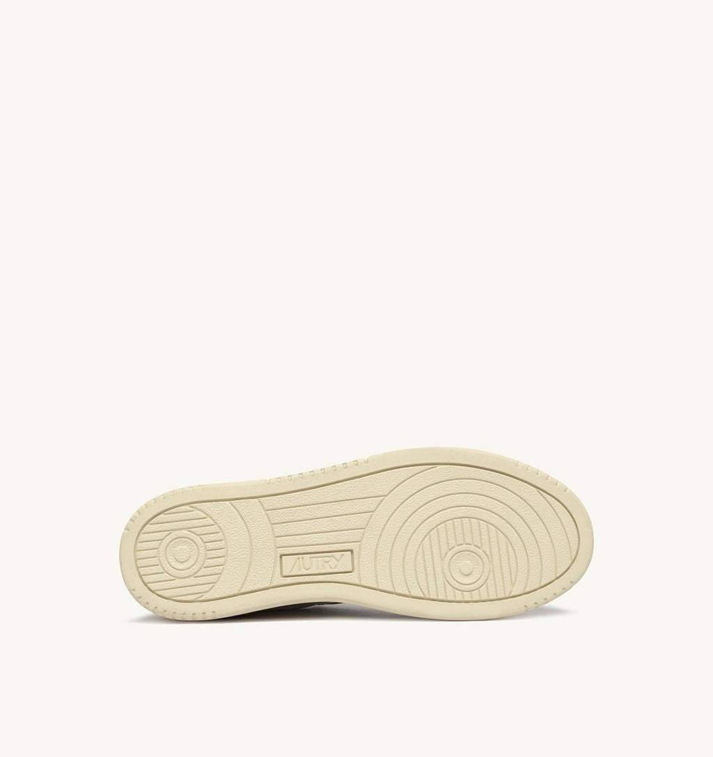 SNEAKERS MEDALIST LOW IN PELLE E SUEDE BIANCA E NERA CON LETTERING