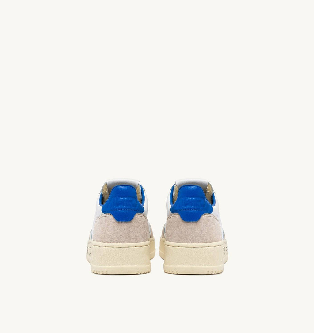 SNEAKERS MEDALIST LOW IN PELLE E SUEDE BIANCA E PALACE BLUE CON LETTERING