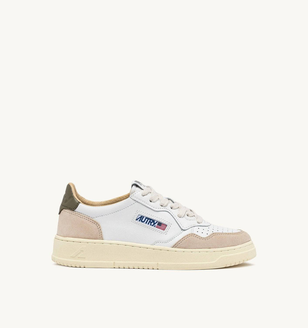 SNEAKERS MEDALIST LOW IN PELLE E SUEDE COLORE BIANCO E COVERT GREEN
