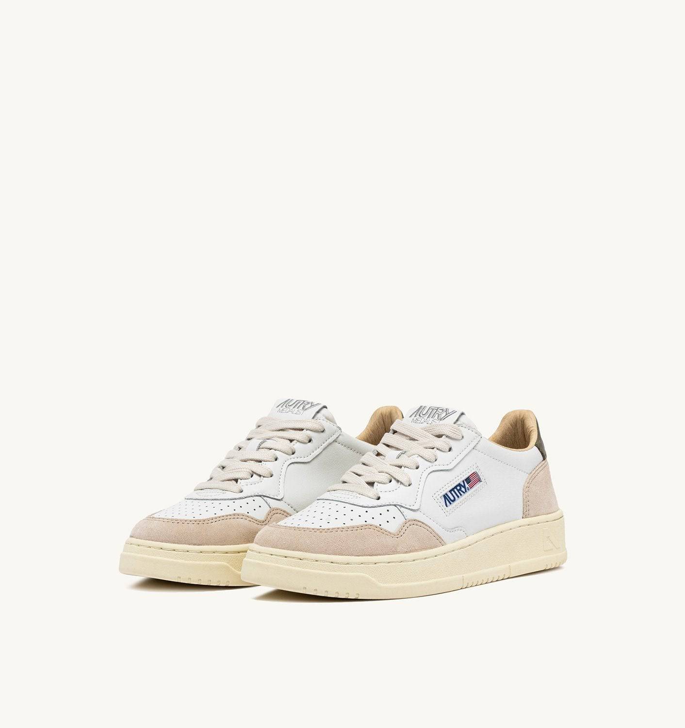SNEAKERS MEDALIST LOW IN PELLE E SUEDE COLORE BIANCO E COVERT GREEN