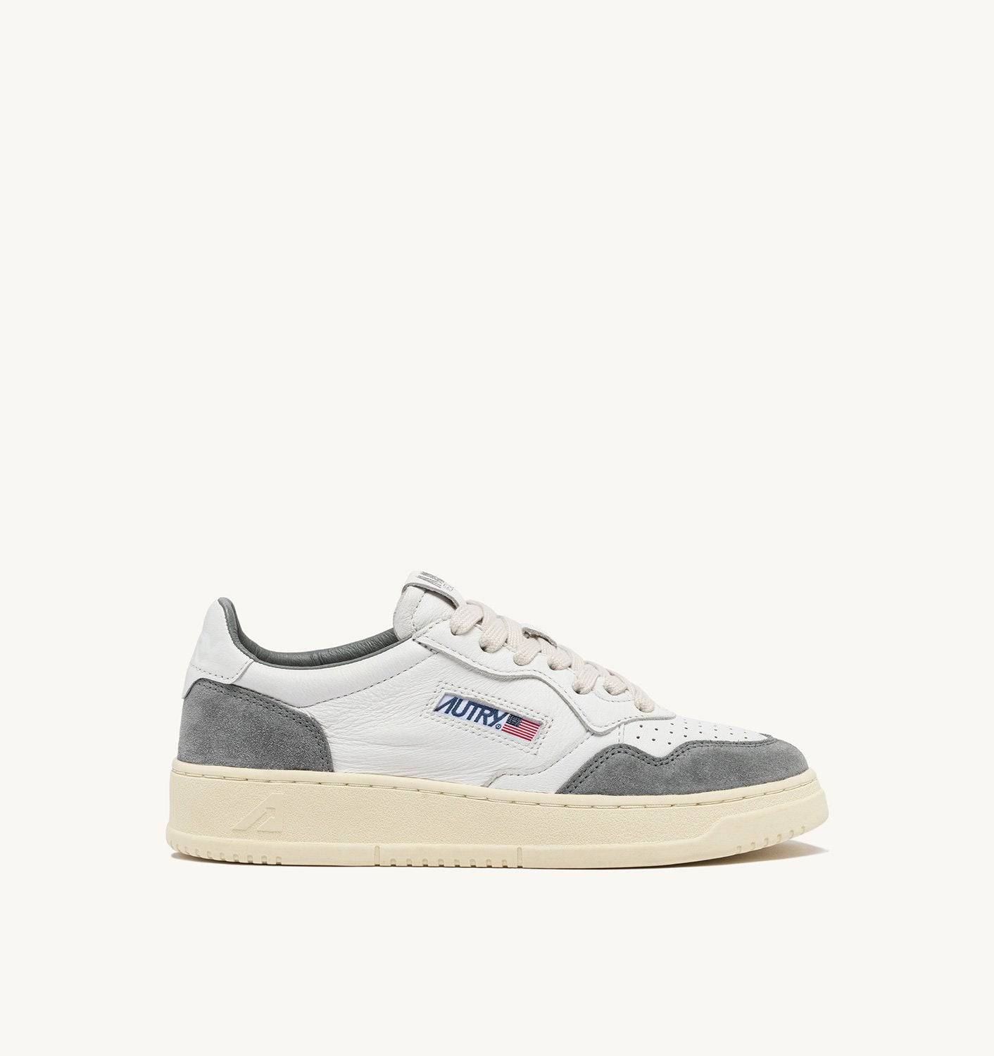 SNEAKERS MEDALIST LOW IN PELLE E SUEDE COLORE BIANCO E GRAY