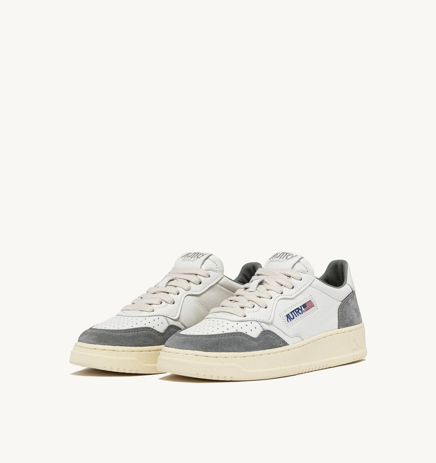 SNEAKERS MEDALIST LOW IN PELLE E SUEDE COLORE BIANCO E GRAY