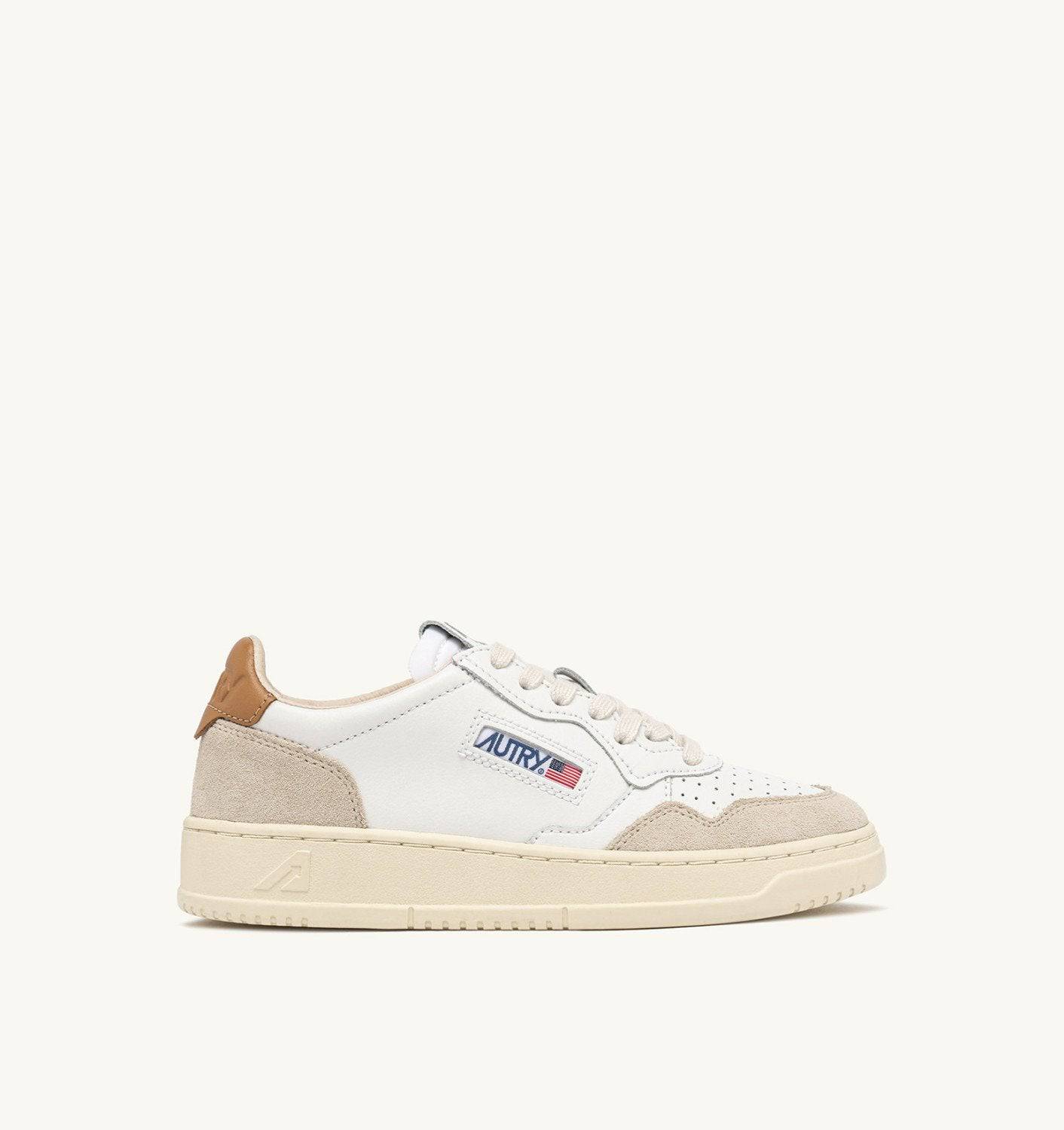 SNEAKERS MEDALIST LOW IN SUEDE E PELLE BIANCA E BROWN SUGAR