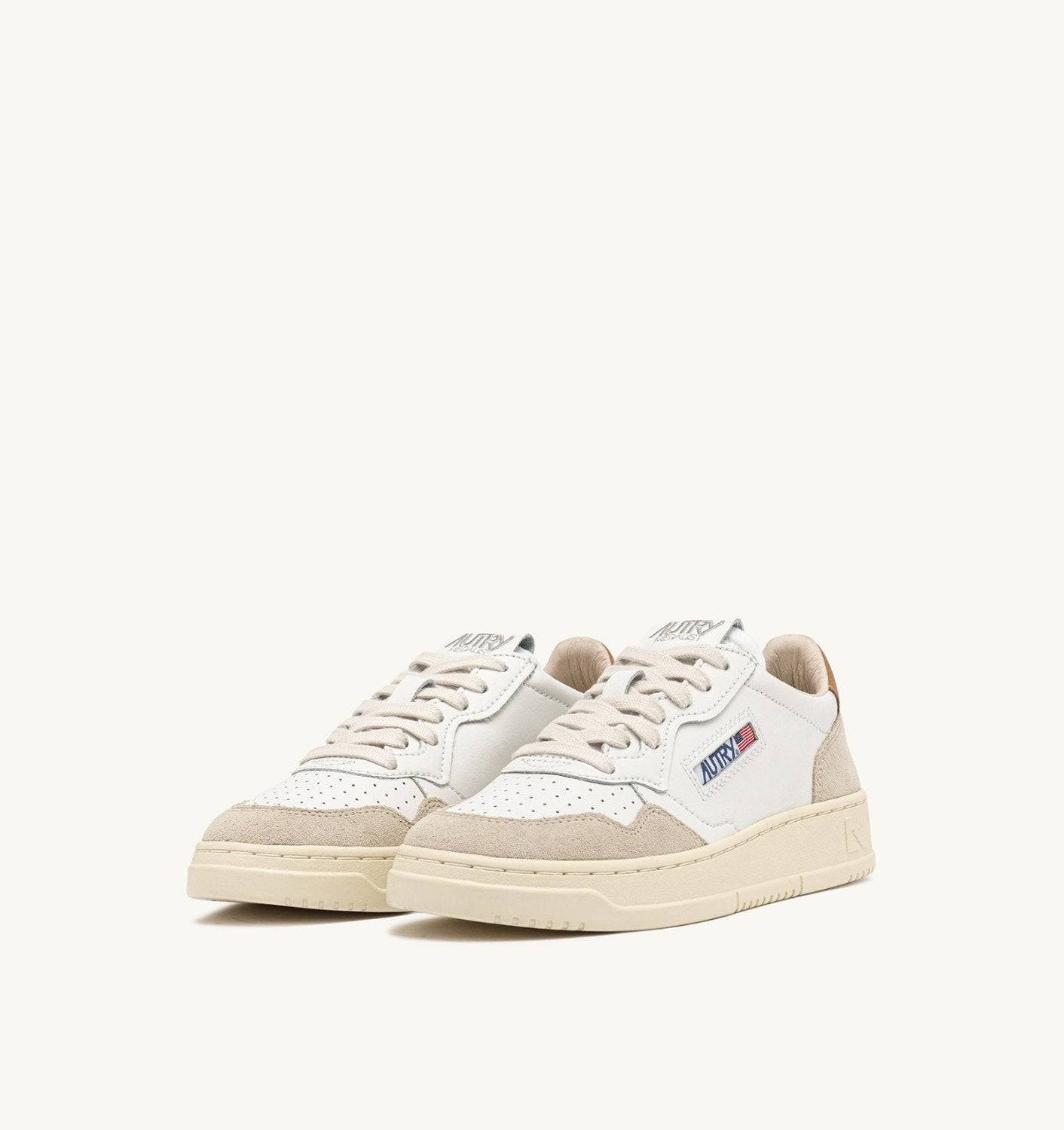 SNEAKERS MEDALIST LOW IN SUEDE E PELLE BIANCA E BROWN SUGAR