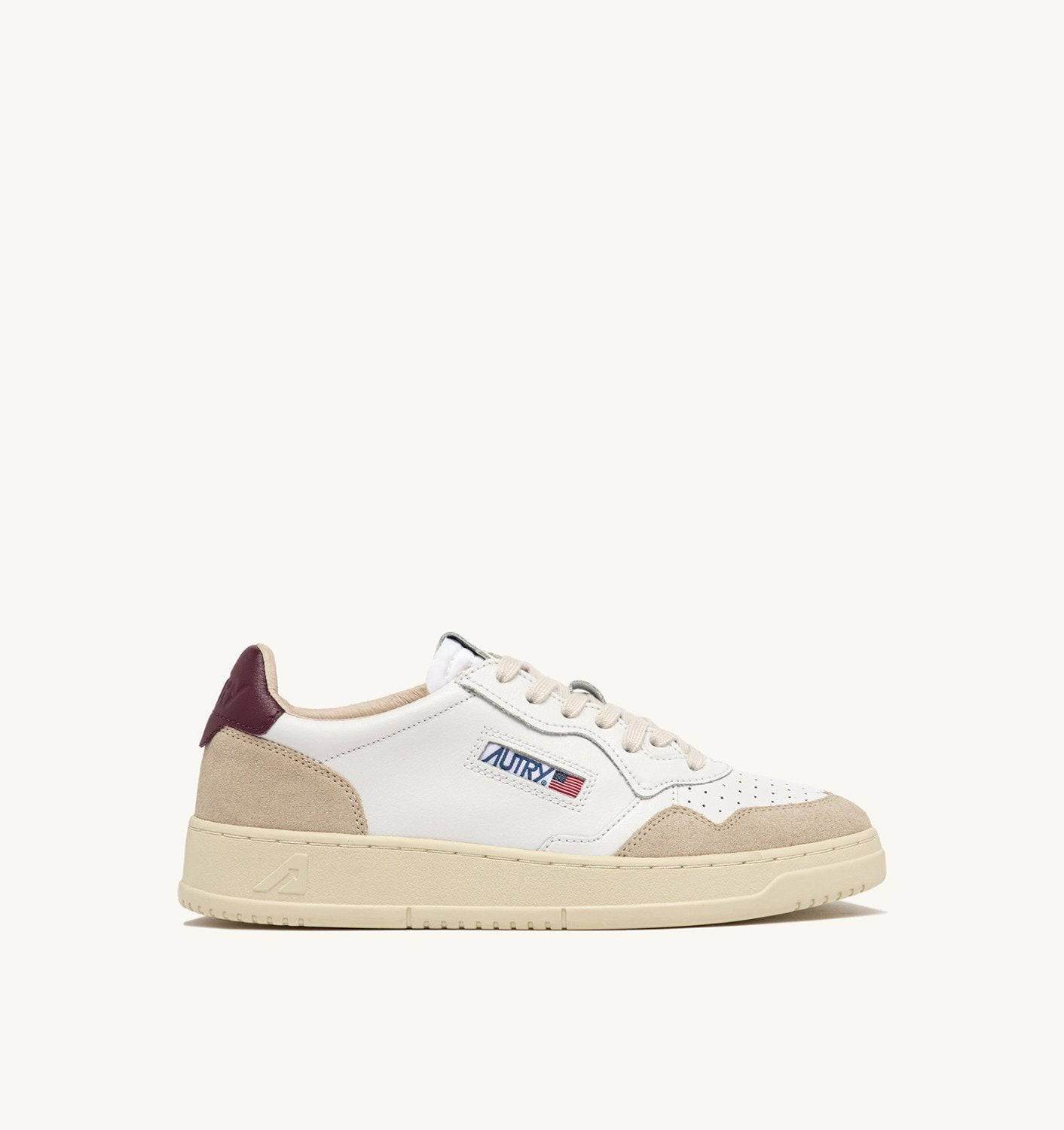 SNEAKERS MEDALIST LOW IN SUEDE E PELLE BIANCA E BURGUNDY