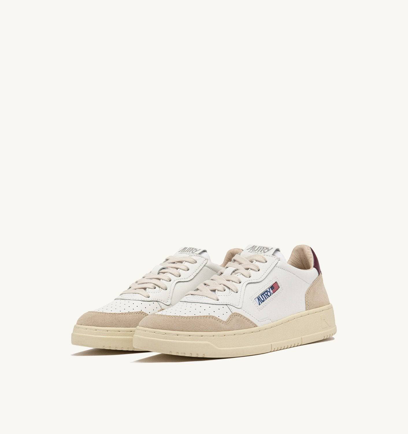 SNEAKERS MEDALIST LOW IN SUEDE E PELLE BIANCA E BURGUNDY