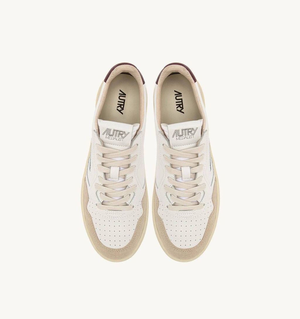 SNEAKERS MEDALIST LOW IN SUEDE E PELLE BIANCA E BURGUNDY