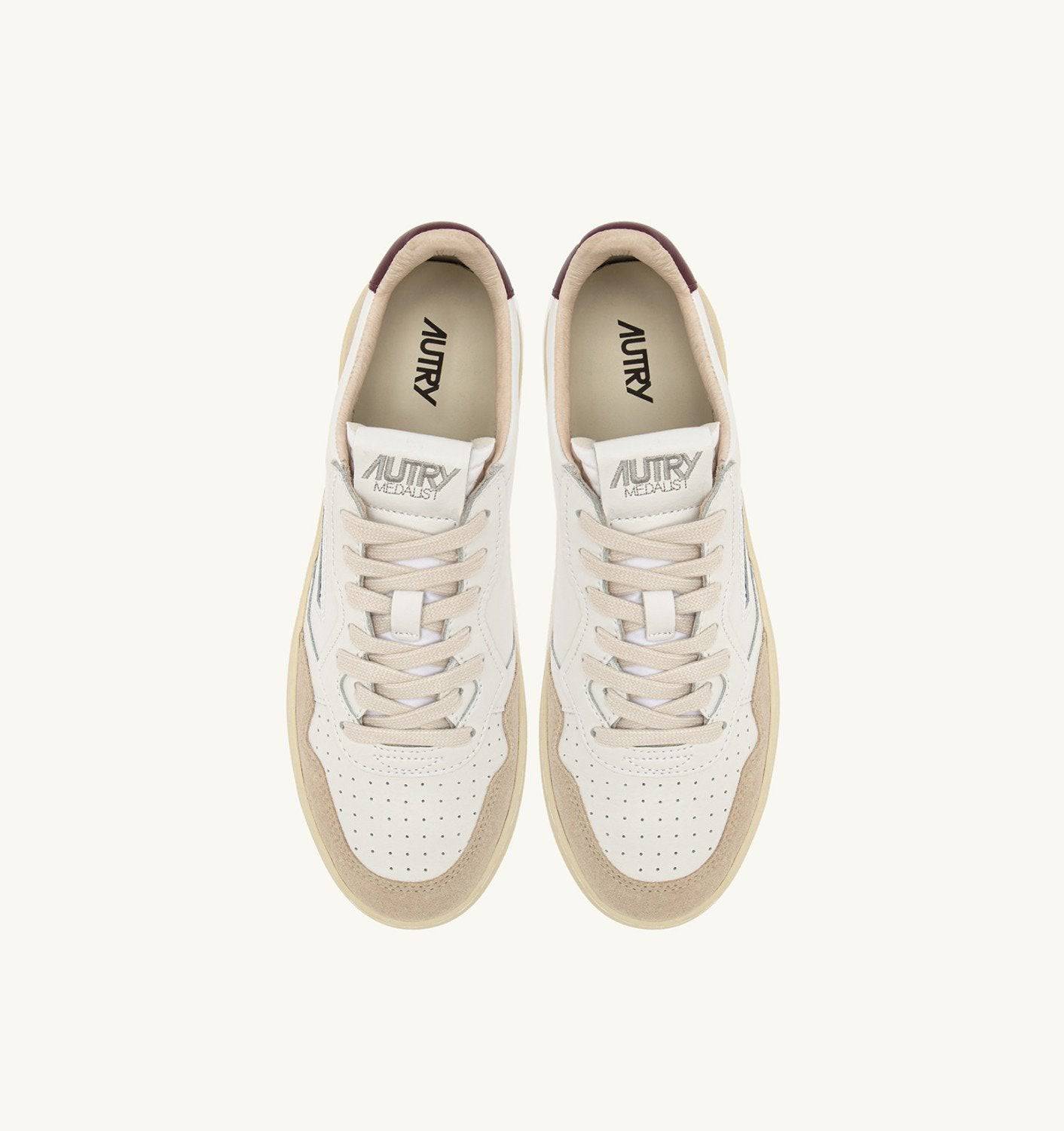 SNEAKERS MEDALIST LOW IN SUEDE E PELLE BIANCA E BURGUNDY