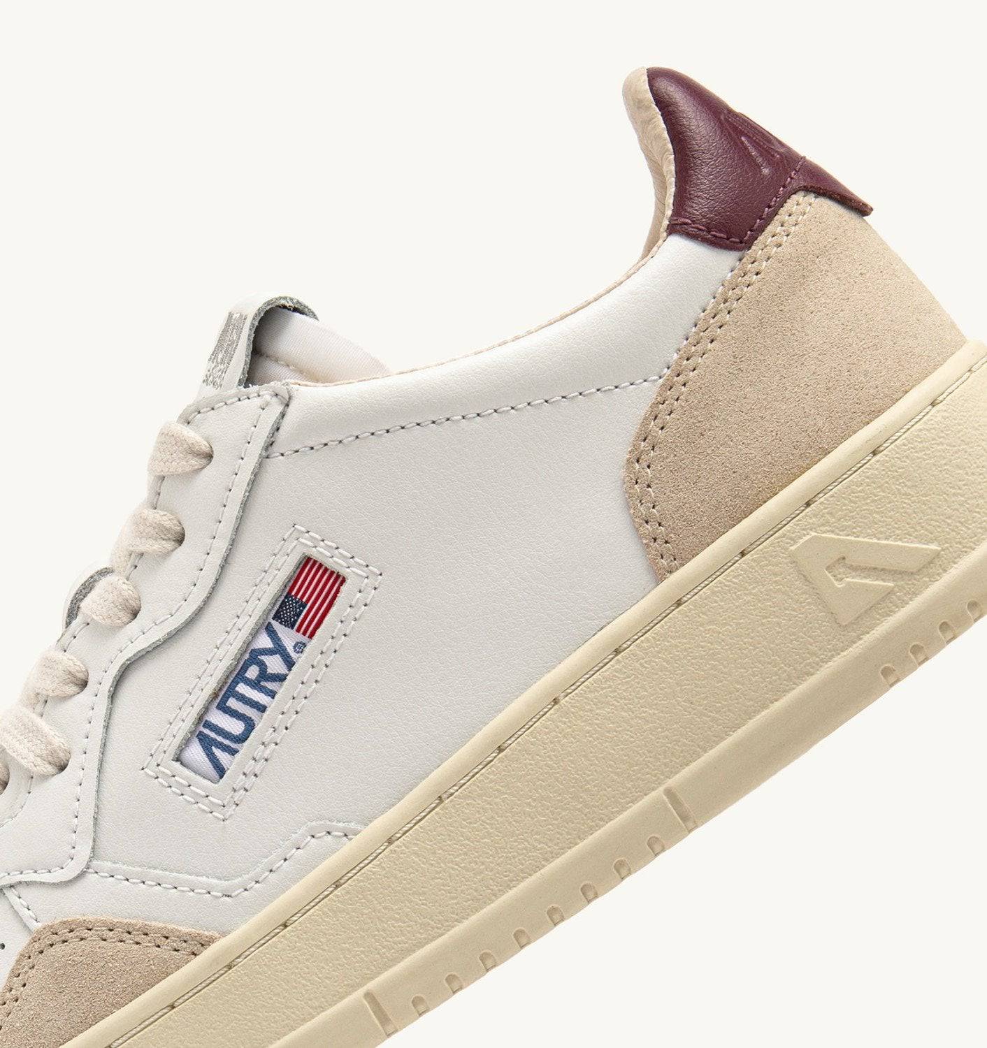 SNEAKERS MEDALIST LOW IN SUEDE E PELLE BIANCA E BURGUNDY
