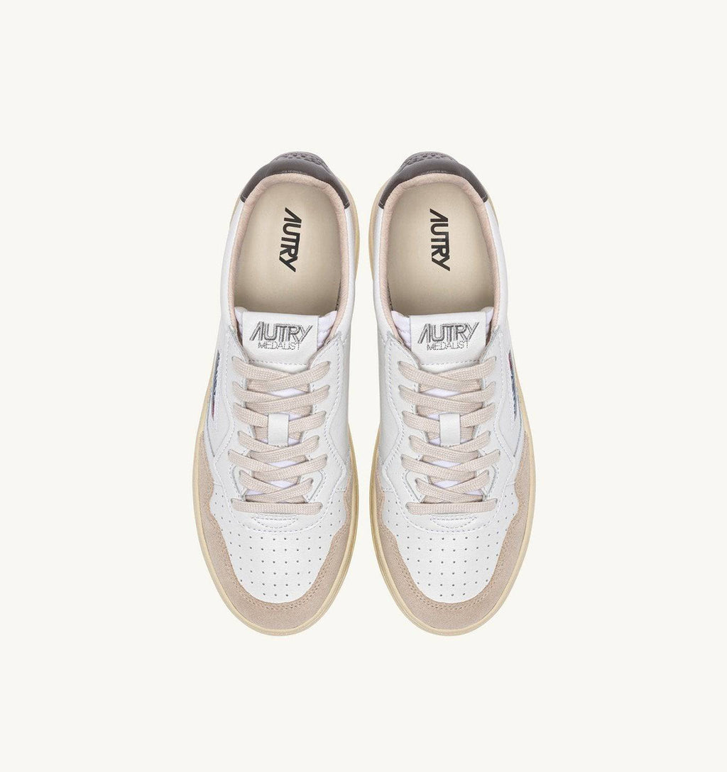 SNEAKERS MEDALIST LOW IN SUEDE E PELLE BIANCA E MOREL