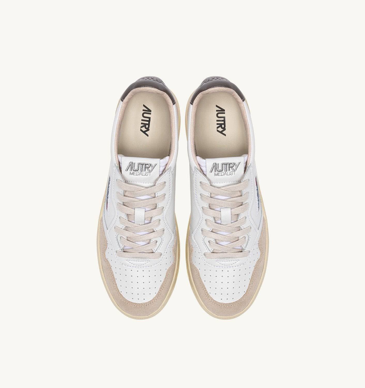 SNEAKERS MEDALIST LOW IN SUEDE E PELLE BIANCA E MOREL