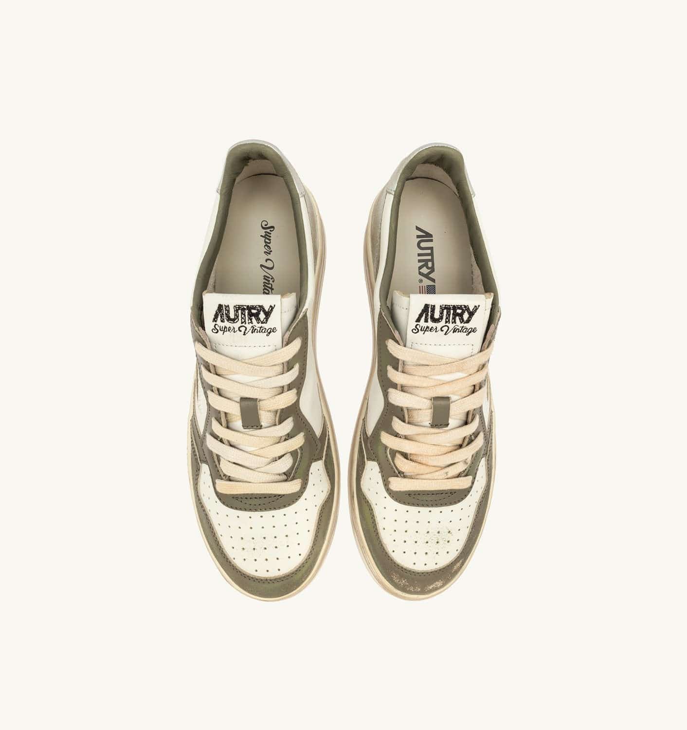 SNEAKERS MEDALIST LOW SUPER VINTAGE COLORE WHISPER WHITE VERDE E SILVER