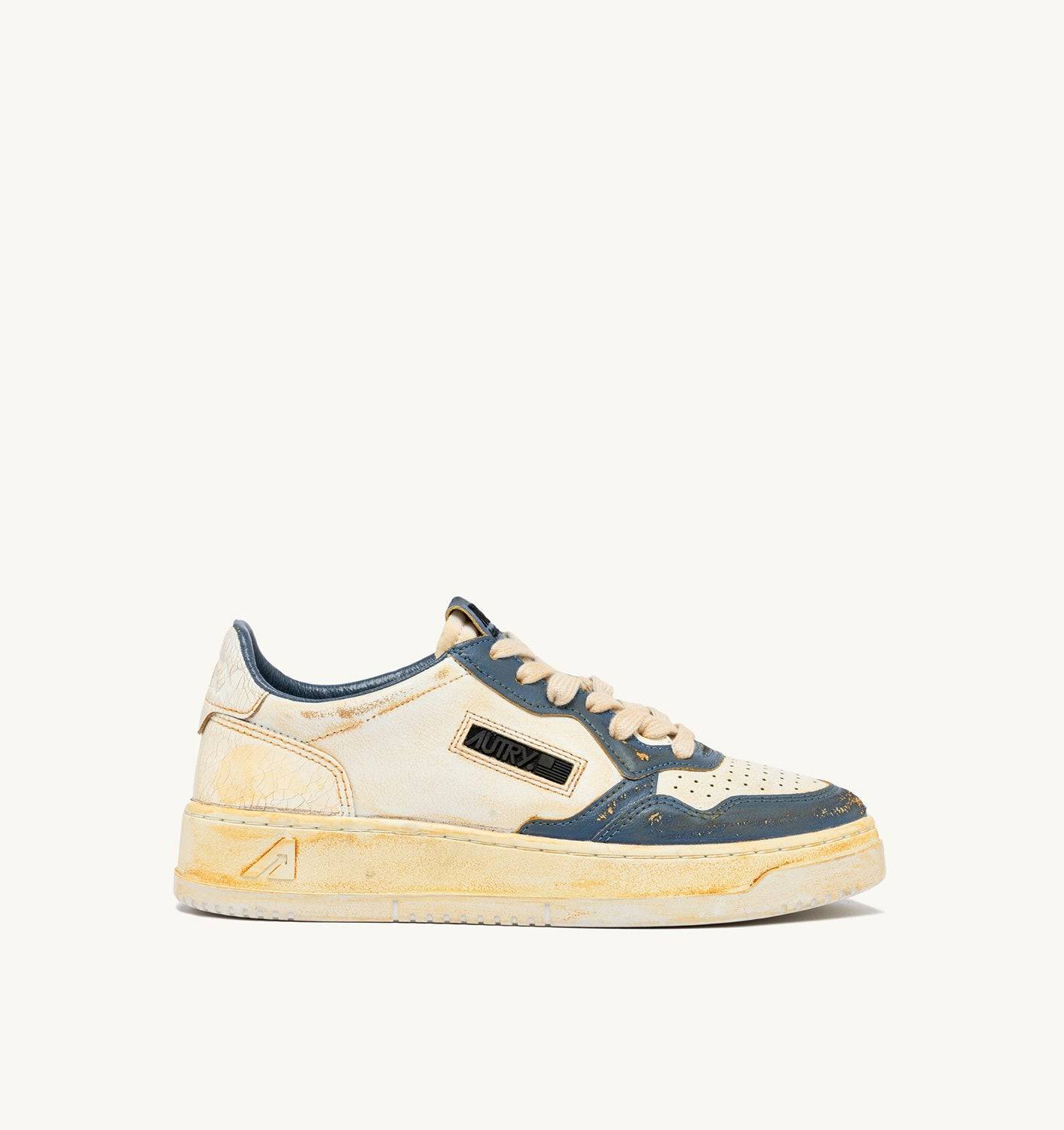 SNEAKERS MEDALIST LOW SUPER VINTAGE IN PELLE COLORE MARSHMALLOW E SILVER-BLUE