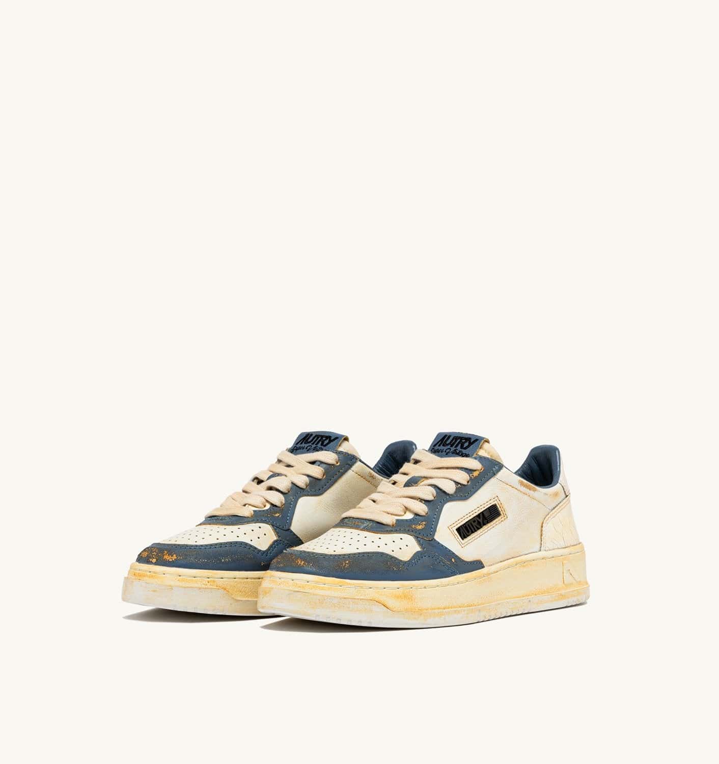 SNEAKERS MEDALIST LOW SUPER VINTAGE IN PELLE COLORE MARSHMALLOW E SILVER-BLUE