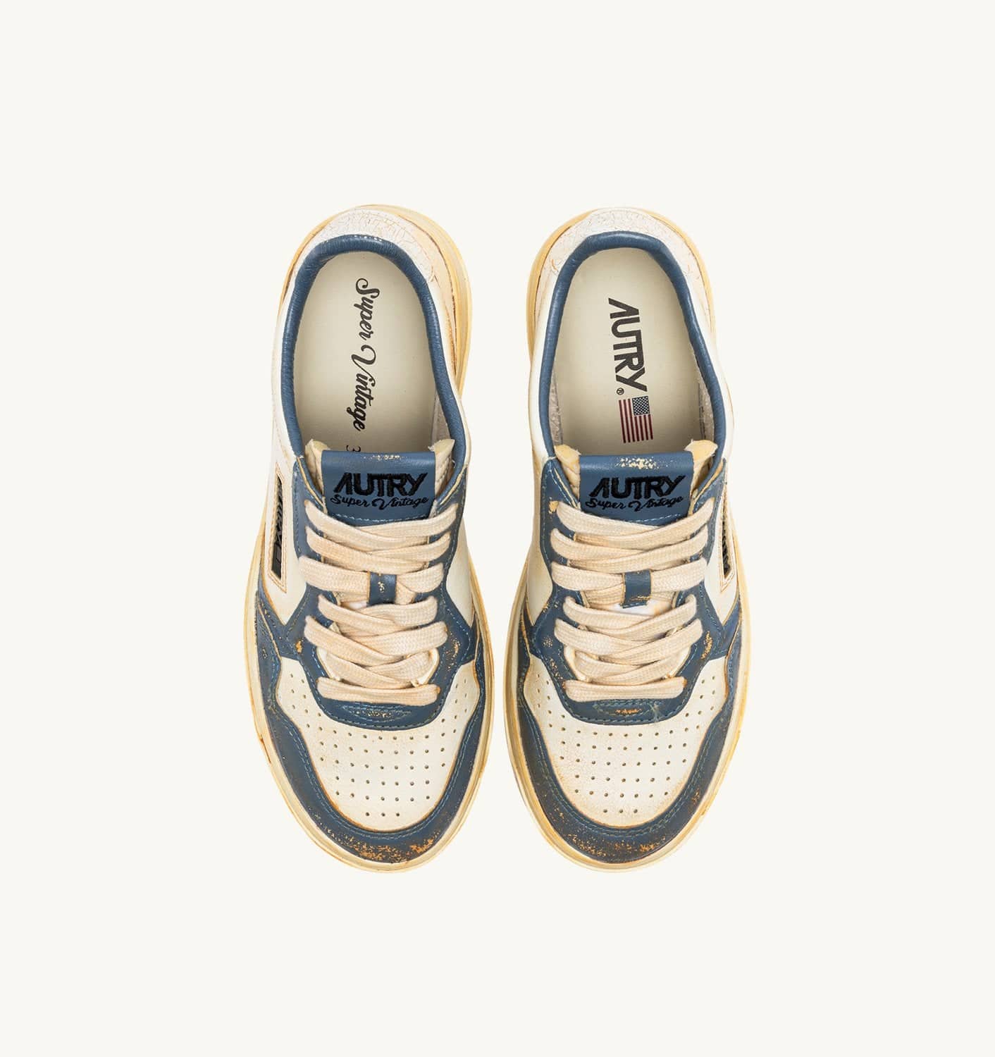 SNEAKERS MEDALIST LOW SUPER VINTAGE IN PELLE COLORE MARSHMALLOW E SILVER-BLUE