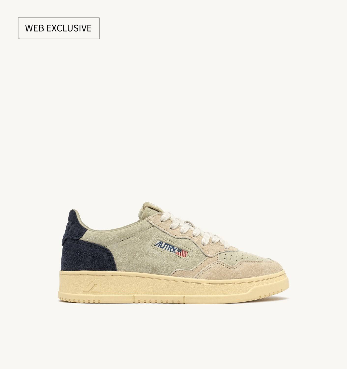 SNEAKERS MEDALIST LOW TRICOLOR IN SUEDE BEIGE ECRU E BLUE SPACE