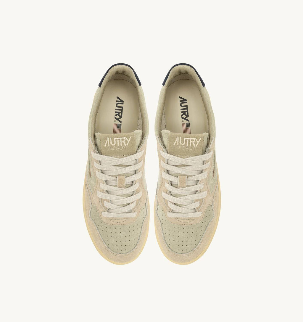 SNEAKERS MEDALIST LOW TRICOLOR IN SUEDE BEIGE ECRU E BLUE SPACE
