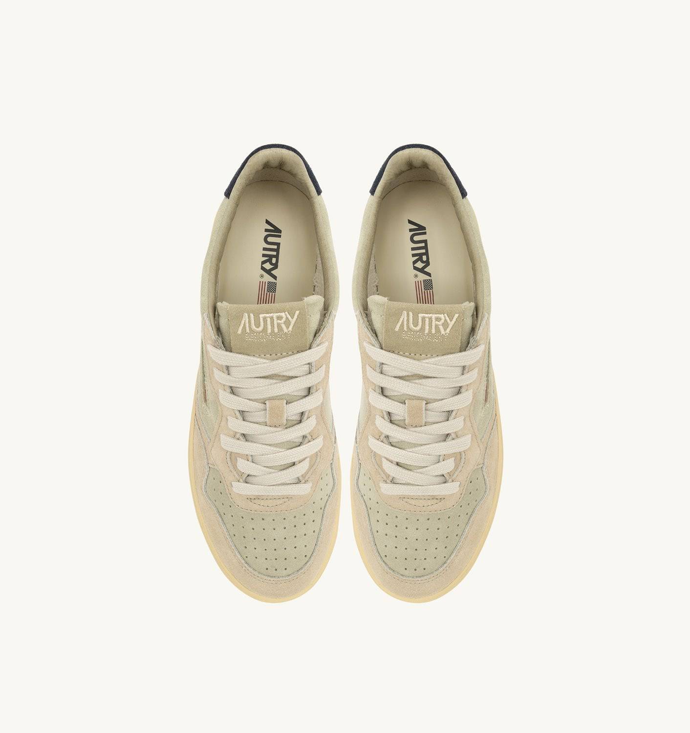 SNEAKERS MEDALIST LOW TRICOLOR IN SUEDE BEIGE ECRU E BLUE SPACE